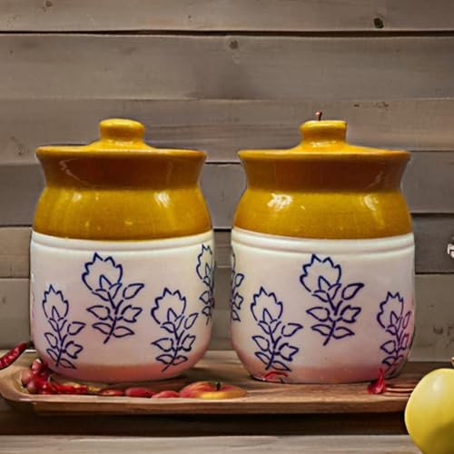 Keramikgläser | Tisch-Einlegungsglas aus Keramik zur Aufbewahrung, handgefertigtes Keramik-Einlegungsglas mit Deckel, Keksdose (500 ml + 500 ml) – Braun