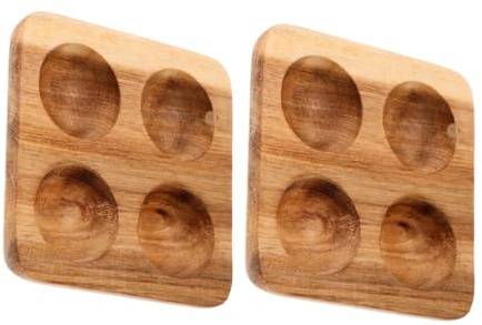 Uonlytech 2pezzi Porta Uova in Legno di Acacia Piano Porta Uova per Frigorifero per Piano di Lavoro Cucina Salvaspazio