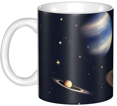 GJHKSSVB 11oz Coffee Mug With Handle,Novelty Tea Cup Planet Stars And Milky Way Galaxy Ceramic Coffee Cup For Men Women Office Work