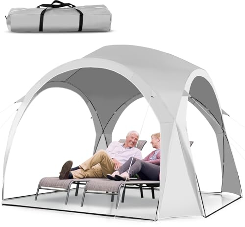 HOMASIS 3 x 3 M Tenda da Campeggio Portatile per 6-8 Persone, Gazebo Esterno con Sacca per il Trasporto, 16 Picchetti, 8 Corde per il Vento, Gazebo da Giardino con Protezione Solare per Picnic