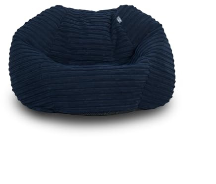 Bags of Beans Corduroy Kids Bean Bag Chair with Filling Included - Lightweight Comfortable Beanbag Seat - Machine Washable Childrens Beanbag Furniture for Girls & Boys - 67 x 48cm (Navy)