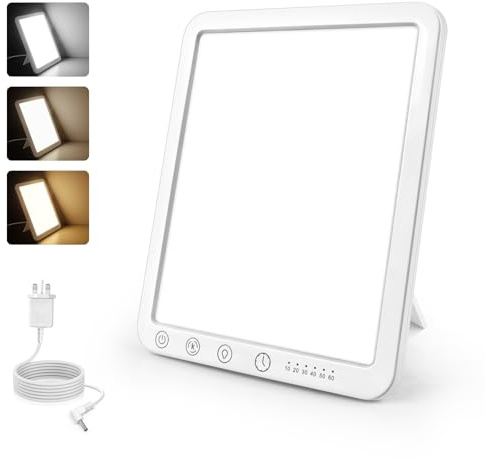 Caldarax SAD Lamp, 15000 Lux Sunlight Therapy Lamp UV Free for Depression, 3 Color Temperature, 5-Level Dimming, 6 Timer, SAD Light with Memory Function & Touch Control for Home/Office/Sleep