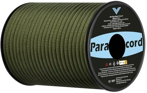 VINATO Paracord 4mm, 30m Paracord da Corda Nylon Anti-strappo Corde Paracadutismo 9 Fili Rope, Corda da Paracadute Corda Tattica per Campeggio, Sopravvivenza, attività all'aperto, Verde