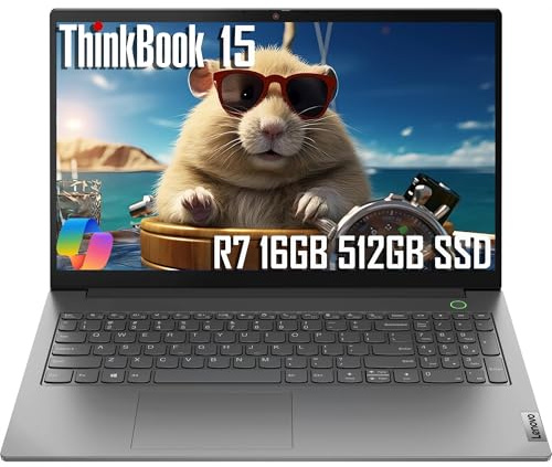 Lenovo ThinkBook 15 Business Laptop (15.6 FHD Anti-Glare, 16GB RAM, 512GB SSD, AMD Ryzen 7 5825U (> Intel i7-1255U)) Fingerprint, 1080p Webcam, Military Grade, Ethernet, Wi-Fi, Win 11 Pro w/Copilot