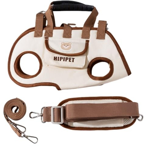 Nexuso Sac De Transport pour Animaux HIPIPET, Sac À Bandoulière Portable avec Laisse, Sac À Bandoulière, Adapté Aux Petits Chiens Et Chats De 1,8 À 8,2 Kg-Brown||XL