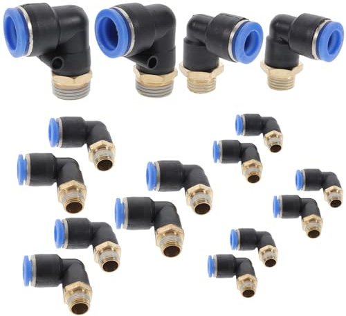 ARTSEWPLY Jeu de Raccords Pneumatiques Rapides Coudes à Filetage Mâle Connecteurs Air Durables Cuivre et Plastique Installation Facile pour Tubes et Tuyaux Air