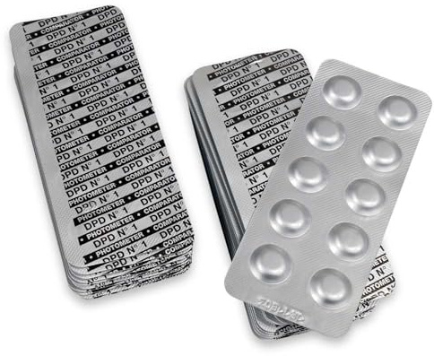 DPD 1 Photometer Tabletten Water-i.d. - Chlor-Testtabletten für Pool & Whirlpool - Für PoolLab 1.0/2.0 & PrimeLab - Made in Germany - Schwarze Blister-Schrift (50 Stück)