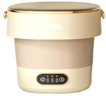 Lavadora plegable portátil con centrifugado for calcetines, ropa interior y bragas. Gran capacidad(Beige white 13L)