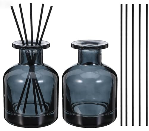 2 stycken 150 ml luftfräscharpinnar, diffusorglasflaskor, diffusorflaskor, med 10 pinnar, för doftspridning i rum och aromaterapi, för hem, kontor, gör-det-själv-ersättning (blå)