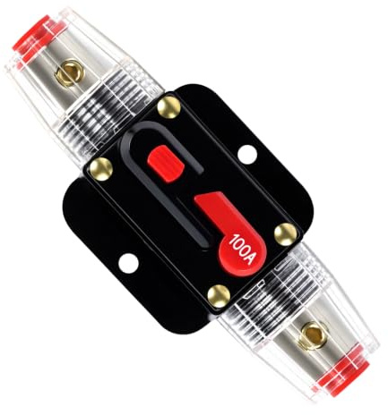 AOOSU 100A Auto Sicherungsautomat, 1PCS 12V-24V DC Schutzschalter mit Manueller Reset, Wasserdicht kfz Leistungsschalter, Auto Sicherungshalter Überlastungsschutz für Auto,Wohnmobile,Busse