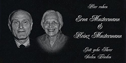 LaserArt24 Granit Grabstein, Grabplatte oder Grabschmuck mit dem Motiv Grabstein-ag17 und Ihrem Foto/Text und Daten