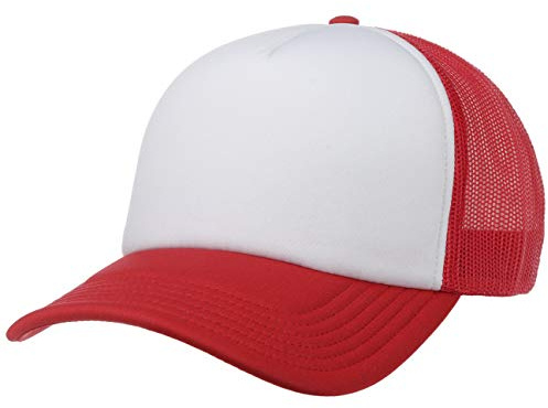 Lipodo 70 rapper-nätkeps dam/herr – truckerkeps av 100 % polyester – Basebollkeps i en storlek (55–60 cm), Rödvit, 55/60 cm