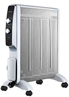 PURLINE | Radiador Eléctrico de Mica de Bajo Consumo (2000W) en Blanco con Termostato - Radiador Eléctrico Protección y Ruedas