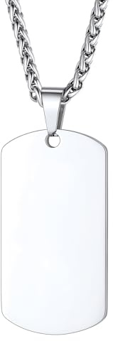 Custom4U Edelstahl Dog Tag Kette Herren Anhänger Halskette mit Gravur Männer Jungen Hundemarke Erkennungsmarke Anhänger Halskette in Silber/Gold/Schwarz Modeschmuck Accessoires für Vatertag