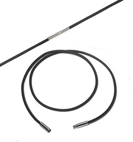 Kautschuk Halskette Halsband Kautschukband mit Edelstahl Bajonettverschluss Tunnel-Drehverschluß 3mm schwarz.