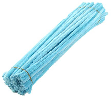 ikasus 100 Stück Pfeifenputzer Bastelset,Pfeifenreiniger Bunt zum Basteln,Pipe Cleaner Biegeplüsch zum Formen,Chenilledraht für Kinder Erwachsene DIY Deko Bastelbedarf und Dekorieren,Blau