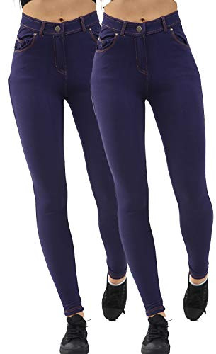 GW CLASSY OUTFIT Lot de 2 jeggings pour femme - Coupe ajustée - Coupe ajustée - Longueur cheville - Tailles 36 - 38 - 40 - 42 - 44 - 46, 2 x bleu marine, 44-46