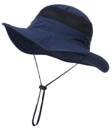 YAMEE Solhatt barn UV-skydd fiskarhatt nät, solhatt flicka strandhatt pojkar mössa barn baby solhatt vikbar andas, sommar barnhatt 6 månader – 8 år, 2-mörkblå, 52