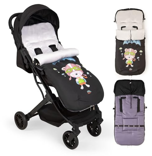 Chanceliere Bebe Poussette Interbaby | Couverture Poussette Bebe Hiver, Doux | Sac de Couchage Poussette Bebe Détachable, Double Ouverture, Lavage Facile, Matériaux Antiallergiques, Parachutiste Bleu