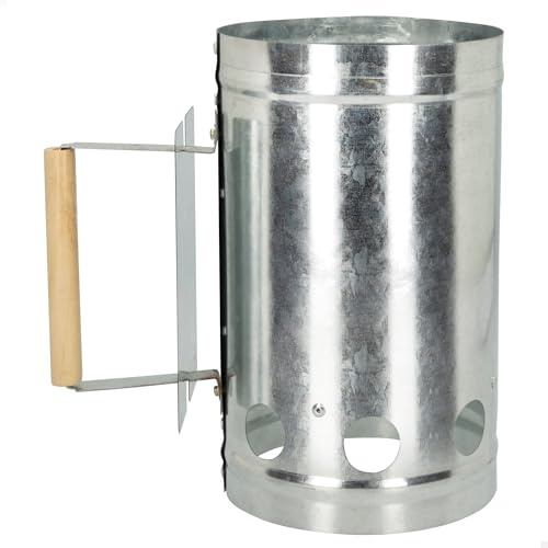 Aktive 52977 - Holzkohlegrillanzünder | Anzündkamin | Kohleanzünder mit Sicherheitsgriff, Ø16x27,5cm | hochtemperaturbeständiger verzinkter Stahl