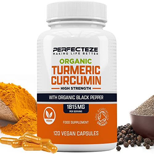 Organic Turmeric Curcumin High Strength and Black Pepper 120 Veg Capsules Advanced Turmeric with Active Ingredient Curcumin 120 Capsules