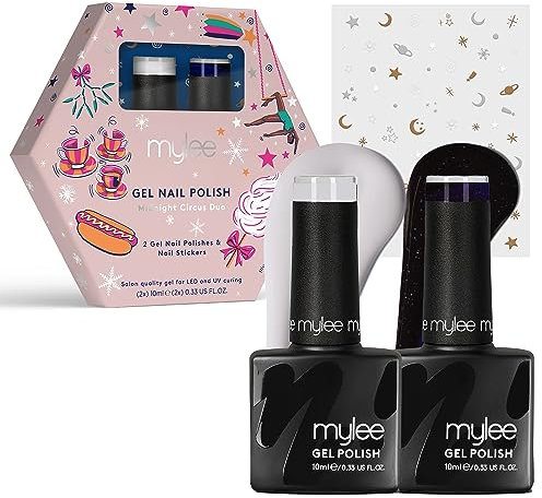 Mylee Gel-Nagellack Set 2x10ml [Midnight Circus] Maniküre, Pediküre UV/LED Lack für den Professionellen Gebrauch im Salon sowie zu Hause [Weihnachten 2023] - Lang Anhaltend und Einfach Aufzutragen