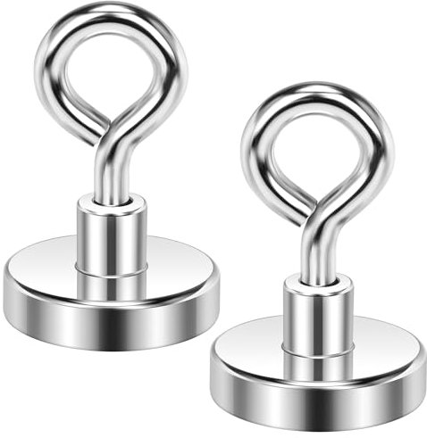 Wukong 32mm Imanes de Neodimio, 2 Piezas Imán Ganchos Súper Fuerte, 35KG(77LB) Imanes Potentes, Ganchos Magnéticos para Acampar, Almacenes y Cocinas