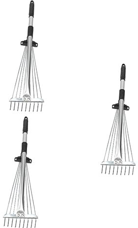 GANAZONO 3 Stück Gartengeräte Robust Verstellbarer Handgriff Reinigungswerkzeug Laubgreifer Rechen Landschaftsrechen Metallzinken Strauchrechen Hofrechen Traktor Gartenrechen