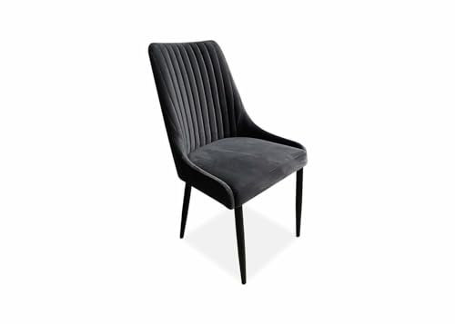 Meble Ares Esszimmerstuhl Dunkelblau & Metall - Esstisch Stühle - Samt Stuhl Esszimmer - Dining Chair - Buchenholz Seselstuhl Wohnzimmer - Stühle Esszimmer - Küchenstühle - Polsterstuhl Esszimmer