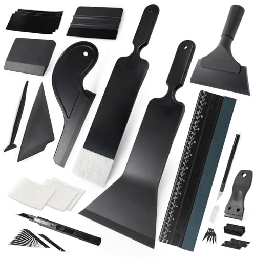 EHDIS Film Teinte Vitre Voitures Ensemble D'outils, Emballage De Installer L'outil Fenêtre Teinte De Film, Comprend Plusieurs Raclette Feutrine, Cutter et Raclettes de Nettoyage