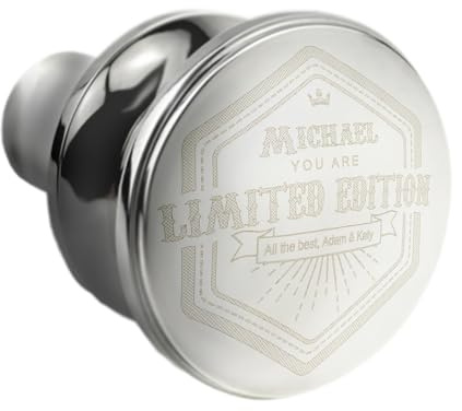 Personalised with Name and Short Message Limited Edition Design Silver Wine Bottle Stopper Presented in a Gift Box