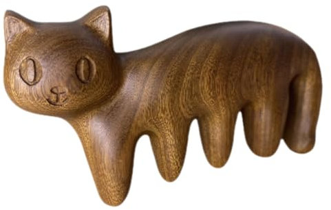 Cat Shaped Sandalwood Massage Comb for Scalp and Body Relief