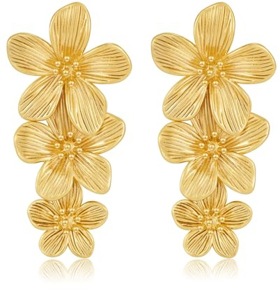 LILIE&WHITE Gold Blumen Ohrringe – Hypoallergen, Farbecht, Geschenke – Stilvolle Modeaccessoires für Damen, Alltag und besondere Anlässe