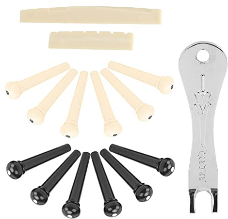 12-teiliges Bridge-Pin-Set für Akustikgitarre, Folk-Saiten-Peg-Kit, Zubehör aus Metall, Kunststoff, Leicht und Tragbar, für die Meisten Akustikgitarren