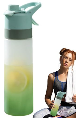 Mist Drinking Bottle - 650ml Portable Mist Bottle, Reusable Water Bottle | Mist and Sip Misting Water Bottle for Gym Running Biking Workout Outdoor Sport, (Pink, Green, Black)(2.76x10.83 Inches)