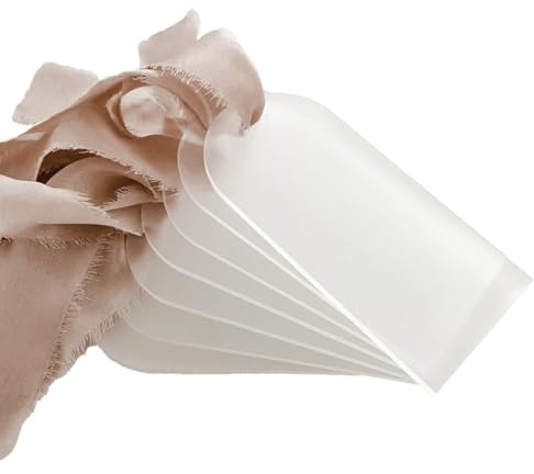 LENXICO 100 STK. Mattierte Acryl Hochzeit Leer Platzkarten Transparenter Bogen Geschenkanhänger Set Namensschild Sitzplan DIY Markierung für, Einfach zu Verwenden, Feine Verarbeitung
