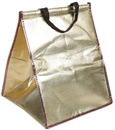 OKUMEYR Insulated Aluminum Food Bag Non-Woven Fabric Seafood Preservation Cake Packing Tote 10 Inch Gold Thermal Carry Bag for Pizza Takeaway and Baking