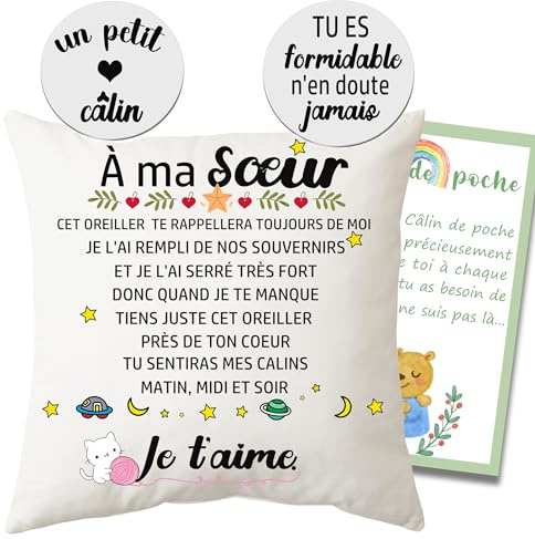 MKISHINE - Fundas de cojín hermana+ficha de abrazo, regalo de hermana, cumpleaños, inspirador, regalo para mujer, me gusta, regalo de cumpleaños, regalo de hermana