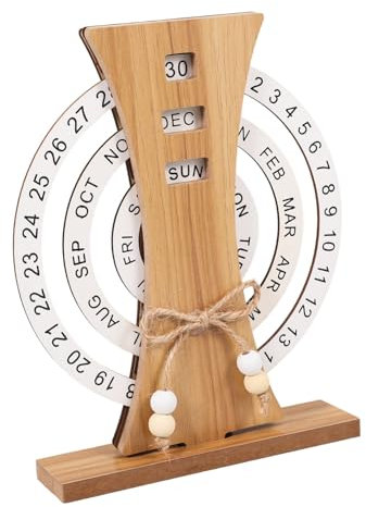 NUOBESTY Holz Würfel Ewiger Tischkalender Eleganter Holzkalender Standkalender Für Büro Und Zuhause Täglicher Gebrauch Kalender Mit Drehbarem Design
