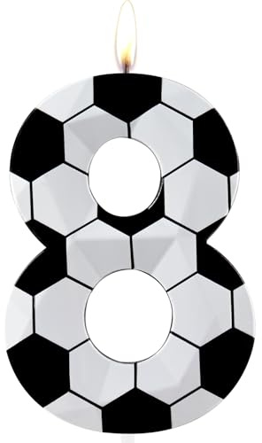 Geburtstagskerzen zum 8. Geburtstag, Motiv: Fußball Happy Birthday, Premium-Wachs und 3D-Diamant-Design, Fußball-Thema, Kuchendekoration, Dekoration für Männer, Jungen, Geburtstag, Party, Jahrestag