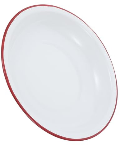 PRETYZOOM Enamel Plate Deep Vintage Enamel Dinner Plate Unbreakable Enamelware Mixing Bowls Tray for Salads Snack Soups