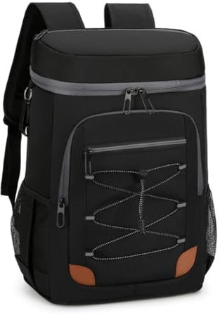 XAGMODSHN Kühlrucksack Multifunktionaler auslaufsicherer Kühlrucksack mit Griff, mehreren Taschen und Flaschenöffner für Camping, Schwarz , One size