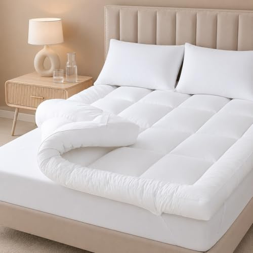 LOOMERIG Premium 4-Inch/10cm Microfiber Mattress Topper Single Bed – Soft and Fluffy Mattress Topper with Box Stitching for Enhanced Comfort (Single – 90x190cm)