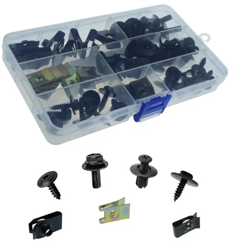 64pcs Screws Kit, Undertray Screws, Auto Body Fender, Car Clips Plastic Rivet Fasteners Universal U Nuts Kit Engine Under Cover Splash Shield Guard Body Bolts