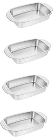 Housoutil 4piezas Plato Rectangular Inoxidable Para Cocción De Pescado y Bandeja Para Cocinas De Inducción y Parrillas Comerciales Para Langostas y Otros Alimentos