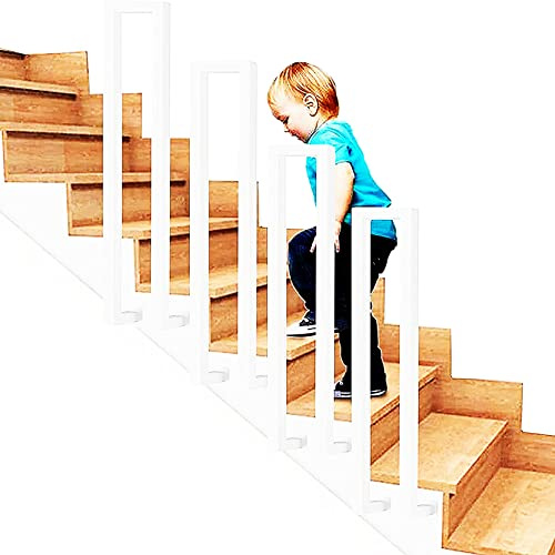 Modern Side Mount il for Staircase U Shaped il for Outdoor and Indoor Side Steps Black Metal Iron Railing White (Size: 65cm/2.1 ft)