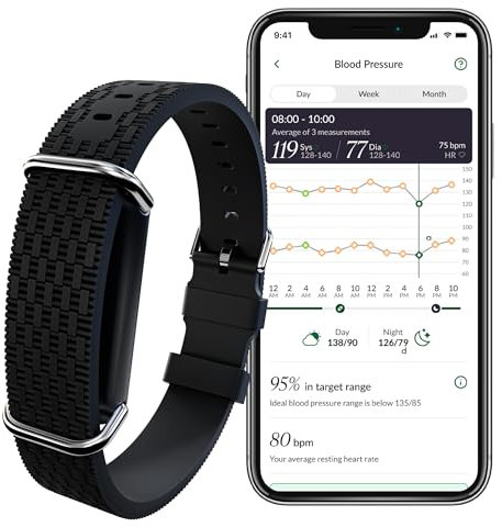 Hilo 24/7 Blood Pressure Monitor Bracelet | Clinically Validated IP68 Waterproof Medical Device, 25 Personalised App Insights & Doctor‑Ready Reports, 15-Day Battery, Incl. free 12-Month Membership