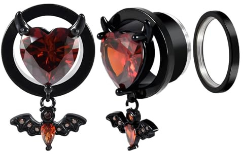 Calefee Ohr Tunnel 8-25mm, Ohrdehner Schraubgewinde Edelstahl mit goldenem Kreuz und Totenkopf, Piercing Schmuck Gotisch 2er Set
