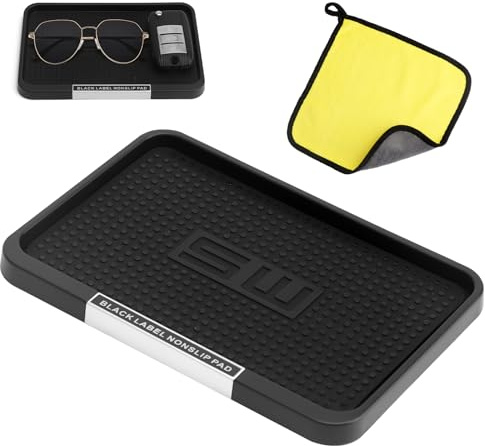 Auto Armaturenbrett Anti-Rutschmatte Multifunktionale Fahrzeugablage für Handy Schlüssel, Sonnenbrille & Mehr Silikon Anti-Rutsch Ablage mit Coral Fleece Reinigungstuch Waschbar & Wiederverwendbar
