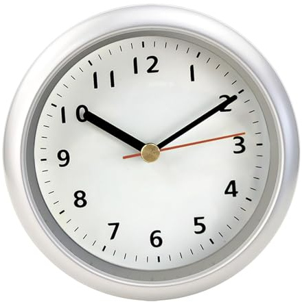 Baoblaze Wanduhr 15,2 cm, Runde Wasserdicht Digitale Wanduhr, Kreativ Non-Ticking Wall Clock, Dekorativ Uhr Wand, Leise Tickt Nicht, Wand Uhr für Küche, Badezimmer, Flur, Schule, Silberweiß